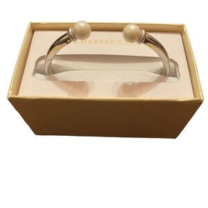 NWT Charter Club silver tone pearl heads hinge bracelet